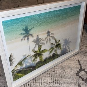 Framed Palm Tree Ocean Wall Art With Floating Mat